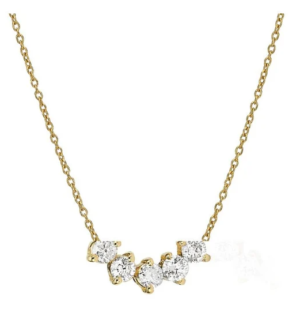 14k Gold Half Moon Diamonds Necklace, Natural Diamonds. Comes in two sizes.