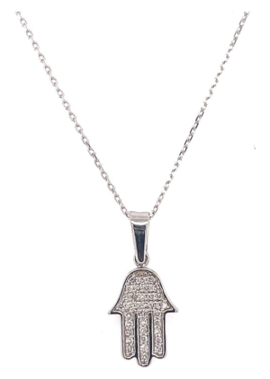 14k Gold Hamsa Natural Diamond Necklace Total 0.36 carat - Image 2