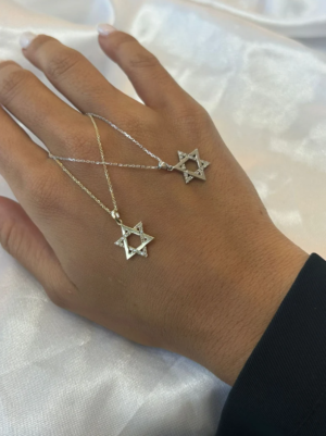 Diamond Jewish Star Of David Half Necklace 14k Gold. Jewish Star Pendant. - Image 6