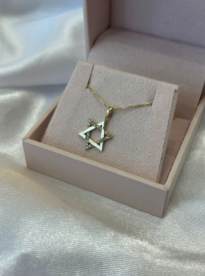 Diamond Jewish Star Of David Half Necklace 14k Gold. Jewish Star Pendant. - Image 3