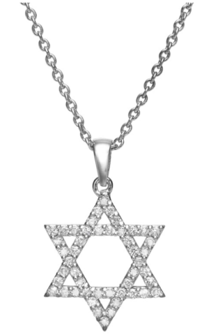 Jewish Star Of David Diamond Necklace 14k Gold