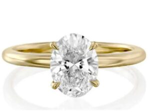 Oval 1.00 CT Lab Diamond Ring 14k Gold