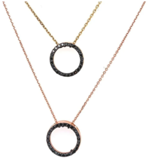 14K Gold Circle Diamond Necklace Dainty Circle Round Necklace with Diamonds Minimalist necklace.