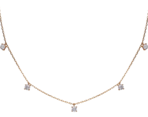 Around the Neck 14K Gold Necklace 5 Lab Fall Diamonds