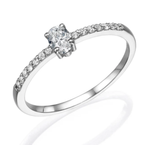 Oval Cut Diamond Engagement Ring With diamonds on the Side. 14k gold ring, natural diamonds only.