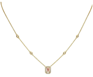 Emerald Cut Gemstone and Diamond Necklace