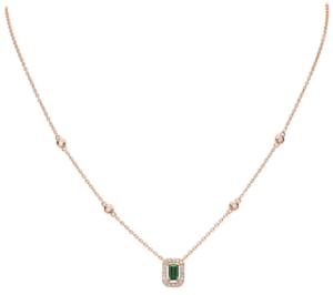 Emerald Cut Gemstone and Diamond Necklace - Image 2