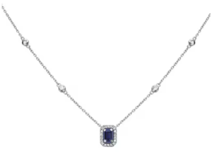 Emerald Cut Gemstone and Diamond Necklace - Image 3