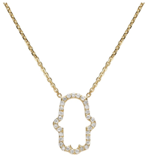 Hamsa Necklace / 14 Gold Hamsa Necklace with Diamonds / Gold Diamond Hamsa Necklace /Small Hamsa Necklace / Hamsa