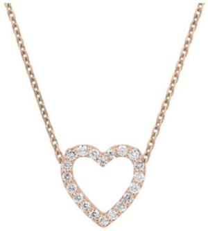 14k Gold Heart Shape Diamond Necklace Total 0.11 Carat